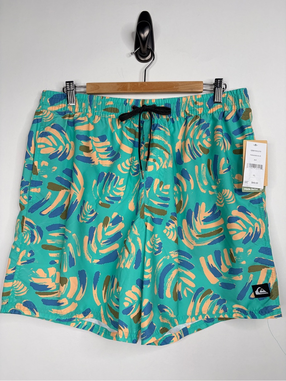 Quiksilver Men's Teal Tropical Print Swim Trunks